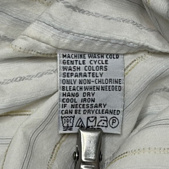 VTG Tommy Bahama Shirt Men XXL Ivory Silk Cotton Striped Long Sleeve Button Up - Picture 5 of 6